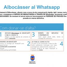 Albocàsser se apunta al servicio de bandos por whatsapp / Albocàsser s'apunta al servei de bàndols per whatsapp